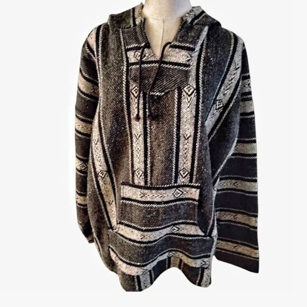 Unisex Vintage Ailed‎ Mexican Baja  Woven Pullover Size XL